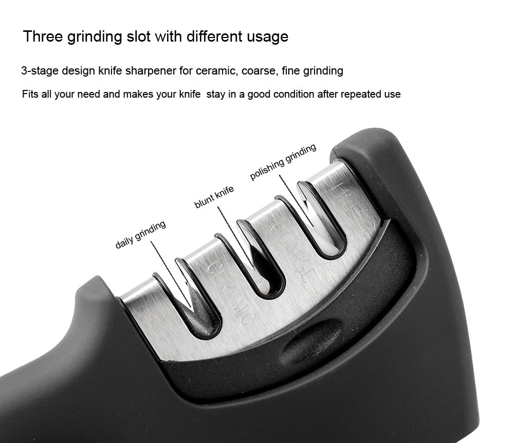 XITUO Knife Sharpener for Ceramic, Steel, Straight and Serrated Knives & Scissors - Diamond/Tungsten/Ceramic Sharpening Blades